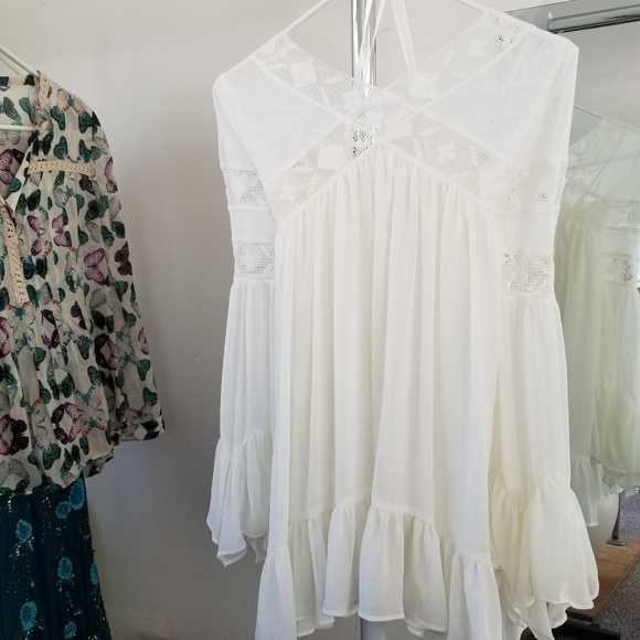 Free People mesh and crochet swing top - Picture 2 of 7